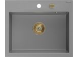 Mexen Oscar Lavello In Granito 1-Vasca 580 X 490 Mm, Grigio, Sifone Dorato - 6519581000-71-G