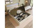Letto A Molle Sweiko Letto Imbottito Letto Matrimoniale 160X200Cm Con Illuminazione Led Letto Contenitore Bianco (Senza Materasso)
