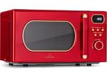 Klarstein Mikrowelle mit Grill, 800 Watt Mikrowelle Klein, 3-in-1Edelstahl-Mikrowelle Rot, Kleine 20 Liter Mikrowelle mit Auftau- und Pizzafunktion, Drehteller, Platzsparend, Einfach zu Bedienen