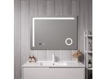 Specchio Da Bagno A Led 'Chambave' Con 120 Led Cornice In Alluminio 100 X 70 Cm Colore Argento