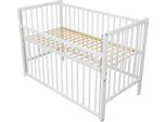 Need Sleep Culla Martin 120X60 Cm Regolabile In Altezza - Sponda Abbassabile - Lettino Co-Sleeper Bianco