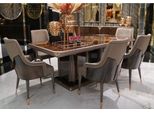 Tavolo Da Pranzo Casa Padrino Marrone Scuro/Grigio/Rame 226 X 112 X H. 70 Cm - Tavolo Da Cucina Rettangolare In Legno Massiccio - Mobili Sala Da Pranzo - Mobili