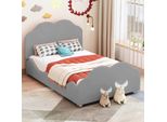 Letto Imbottito Fortuna Lai 90 X 200 Cm, Letto Per Bambini Con Ringhiera Alta, Struttura Per Bambini Con Testiera E Pediera A Forma Di Nuvola. Letto Singolo In Skin-Friendly (Grigio)