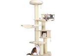 Costway Tiragraffi In Legno A 7 Livelli, 197 Cm, Albero Per Gatti Con Amaca & Grotta Per Gatti & Cesto Appeso & Palline, Grande Tiragraffi Per Gatti, Arredamento Per Gatti, Albero Per Arrampicarsi Albero Per Giocare, Beige
