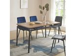 Tavolo Da Pranzo 'Hemnes' Per 6 Persone 140 X 80 Cm Gambe In Acciaio Aspetto Rovere