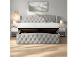 Letto Matrimoniale Fortuna Lai 160X200 Cm Con Rete A Doghe E Giroletto - Letto Funzionale Idraulico Con Testata Regolabile In Altezza, Velluto