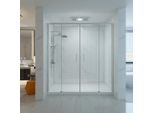 Cabina Doccia 140 Cm A Parete Con Accesso Facilitato Con Due Pannelli Fissi In Vetro E Due Pannelli Scorrevoli In Vetro Altezza 200 Cm - Frascio