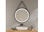 Emke Specchio Da Bagno Rotondo Con Antiappannamento 70 Cm Specchio Da Bagno A 3 Luci Specchio Da Bagno Specchio Led Dimmerabile Con Interruttore A Sfioramento, IP44 Risparmio Energetico