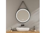 Emke Specchio Da Bagno Rotondo Con Antiappannamento 60 Cm Specchio Da Bagno A 3 Luci Specchio Da Bagno Specchio Led Dimmerabile Con Interruttore A Sfioramento, IP44 Risparmio Energetico