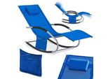 Sobuy OGS28-KB Lettino Da Giardino Resistente Alle Intemperie Sedia A Dondolo Con Cuscino Lettino Relax Lettino A Dondolo Lettino Da Spiaggia Fino A 150 Kg Piccolo Blu