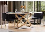 Casa Padrino Tavolo Da Pranzo Con Piano In Vetro Bianco/Oro 207 X 97 X H. 79 Cm - Mobili Sala Da Pranzo - Mobili - Collezione Lusso