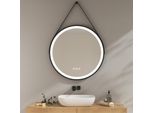 Emke Specchio Da Bagno Rotondo Con Antiappannamento 80 Cm Specchio Da Bagno A 3 Luci Specchio Da Bagno Specchio Led Dimmerabile Con Interruttore A Sfioramento, IP44 Risparmio Energetico