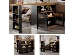Flieks Tavolo Da Pranzo Tavolo Da Bar Girevole A 360°, Tavolo Da Pranzo Tavolo Da Cucina Allungabile Con Credenza, Tavolo Da Bar Credenza Con Led, Nero