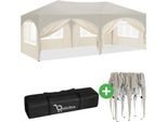 Tenda Doppia Con Pareti Laterali - 3X6M - Tenda Pieghevole - Impermeabile E Resistente Alle Intemperie - Bukkitbow - Beige / Bianco