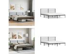 Vidaxl Struttura Letto Con Testiera In Metallo Nero 193X203 Cm - Struttura Letto - Cornici Letto - Struttura Letto - Letto