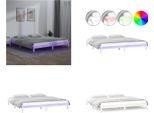 Vidaxl Letto In Legno Massiccio Con Illuminazione A Led Bianco 160X200 Cm - Struttura Letto - Cornici Letto - Struttura Letto - Letto Da Camera