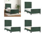 Vidaxl Struttura Letto Con Testiera Verde Scuro 100X200 Cm In Velluto - Struttura Letto Con Testiera - Struttura Letto Con Testiera - Struttura Letto - Letto Con Testiera