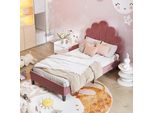 Letto Imbottito Fortuna Lai 90X200Cm Con Testata Regolabile In Altezza E Rete A Doghe, Testata A Forma Di Fiore Letto Singolo Letto Per Bambini E Adulti