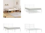 Vidaxl Struttura Letto Con Testata In Metallo Bianco 140X200 Cm - Struttura Letto - Cornici Letto - Struttura Letto - Letto