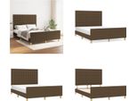 Vidaxl Struttura Letto Con Testiera In Tessuto Marrone Scuro 140X190 Cm - Struttura Letto Con Testiera - Struttura Letto Con Testiera - Struttura Letto - Letto Con Testiera