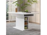 Tavolo Da Pranzo Allungabile Flieks, Tavolo Da Pranzo Tavolo Da Cucina Rettangolare, Tavolo Con Spazio Di Archiviazione, 130X70X75, Bianco
