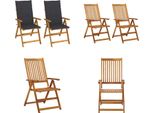 Vidaxl Sdraio Da Giardino 2 Pezzi Con Cuscino In Legno Massiccio Di Acacia - Sedia Da Giardino - Sedie Da Giardino - Sedia Da Pranzo - Sedie Da Pranzo