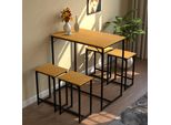 Waoho Tavolo Da Pranzo Con 4 Sedie, Struttura In Acciaio, Tavolo Da Bar Con 4 Sedie, Gruppo Da Pranzo, Set Per Sala Da Pranzo, Tavolo Da Bar Con Set Di Sgabelli Da Bar, Cucina, Sala Da Pranzo, Soggiorno