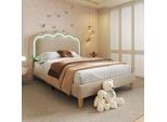 Letto Imbottito Flieks 90X200Cm Con Led, Letto Per Ragazzi Letto Per Bambini Con Rete A Doghe, Letto Singolo Letto In Legno Letto Classico Con Testiera Regolabile Biancheria