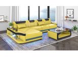 Salotto Divano Angolare A Forma Di L In Pelle Giallo Moderno