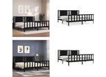 Vidaxl Letto In Legno Massiccio Con Testiera Nera 200X200 Cm - Struttura Letto - Letto - Letto Matrimoniale