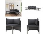 vidaXL 6 tlg. Garten Lounge Set mit Kissen Poly Rattan Grau - Garten-Lounge-Set - Garten-Lounge-Sets - Gartenmöbel - Gartenmöbel-Set