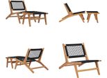 Vidaxl Lettino Con Poggiapiedi In Legno Massiccio Di Teak E Corda - Lettino - Lettini - Sedia Da Giardino - Sedie Da Giardino