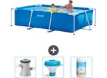 Piscina Intex Con Struttura Rettangolare - 260 X 160 X 65 Cm - Blu - Pompa Filtro Per Piscina Inclusa - Galleggiante Per Cloro - Cloro