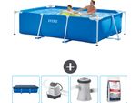 Piscina Intex Con Struttura Rettangolare - 260 X 160 X 65 Cm - Blu - Copertura Inclusa - Sistema Di Acqua Salata - Pompa Filtro Per Piscina -Per Piscina