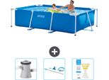 Piscina Intex Con Struttura Rettangolare - 260 X 160 X 65 Cm - Blu - In Dotazione Pompa Filtro Per Piscina - Kit Di Pulizia - Strisce Reattive