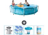 Piscina Intex Con Struttura Rotonda - 305 X 76 Cm - Pressione Dell'acqua - Incluso Filtro Pompa - Galleggiante Per Il Cloro - Cloro