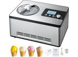 VEVOR Kompressor Eismaschine Eiscrememaschine 2 L, 180 W Frozen Joghurtbereiter Speiseeismaschine 3 Modi Joghurtmaschine Haushalt, Tragbare Eismaschine Sorbet Gelato Geräuscharm Silber Elektrisch