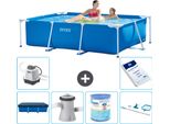 Piscina Intex Con Struttura Rettangolare - 220 X 150 X 60 Cm - Blu - Include Copertura - Pompa Filtro Per Piscina - Filtro - Kit Di Pulizia - Sistema Di Acqua Salata -Per Piscina