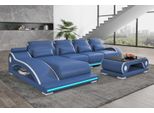 Divano Angolare In Pelle A Forma Di L Blu Moderno