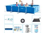 Piscina Intex Con Struttura Rettangolare - 450 X 220 X 84 Cm - Blu - Include Copertura - Pacchetto Manutenzione - Pompa Filtro Per Piscina - Filtro - Kit Pulizia - Tappeto Solare