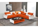 Set Angolare Divano In Pelle A L Design Arancione Lusso