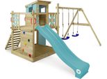 Wickey Torre Gioco Arrampicata Smart Camp Con Altalena E Scivolo, Casa Sull'albero Con Sabbiera, Scala Per Arrampicarsi E Accessori Da Gioco - Blu Pastello