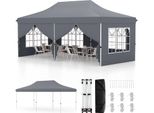 Gazebo Pieghevole Costway 3X6M Con 6 Pareti Laterali Rimovibili, Borsa Di Trasporto, Gazebo Idrorepellente Regolabile In Altezza, Protezione Uv 50+ Grigio