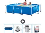 Piscina Intex Con Struttura Rettangolare - 220 X 150 X 60 Cm - Blu - Copertura Inclusa - Sistema Ad Acqua Salata - Pompa Filtro Per Piscina - Piscina A