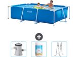 Piscina Intex Con Struttura Rettangolare - 260 X 160 X 65 Cm - Blu - In Dotazione Pompa Di Filtraggio Per Piscina - Cloro - Scaletta