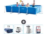 Piscina Intex Con Struttura Rettangolare - 450 X 220 X 84 Cm - Blu - Include Tenda Da Sole - Sistema Di Acqua Salata - Pompa Filtro Per Piscina -Per Piscina