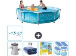 Piscina Intex Con Struttura Rotonda - 305 X 76 Cm - Pressione Dell'acqua - Pompa Inclusa - Tenda Da Sole - Pacchetto Manutenzione - Filtro - Kit Di Pulizia