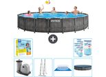 Piscina Intex Round Prism Frame Greywood - 549 X 122 Cm - Compresa Pompa - Scaletta - Telo Di Fondo - Pacchetto Manutenzione Copertura - Filtro
