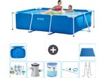 Piscina Intex Con Struttura Rettangolare - 220 X 150 X 60 Cm - Blu - Pacchetto Di Manutenzione Incluso - Pompa Filtro Per Piscina - Filtro - Kit Di Pulizia - Scaletta - Pediluvio