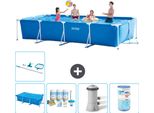 Piscina Intex Con Struttura Rettangolare - 450 X 220 X 84 Cm - Blu - Include Tenda Da Sole - Pacchetto Manutenzione - Pompa Filtro Per Piscina - Filtro - Kit Pulizia